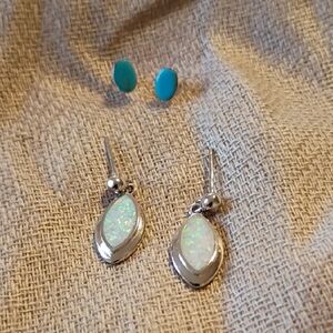 Turquoise and Moonstone Drop Earrings